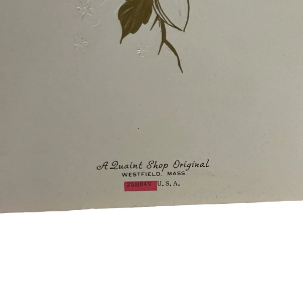Unused Vintage Easter Greeting Card Pink White Flowers Gold Quaint Shop Original
